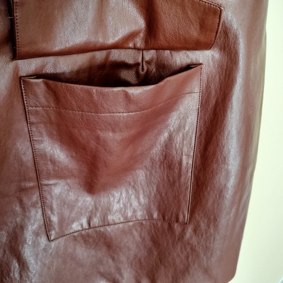Anthropologie Twenty Six Hundred Brown Soft Faux Leather Cargo Skort XL Edgy - Picture 4 of 15